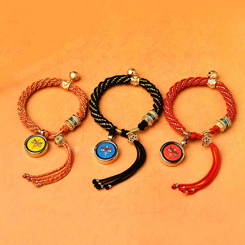 Thangka Woven Bracelet with Gawu Box, Dharma Eye, God of Wealth, Green Tara, DIY Reincarnation Handmade Rope, Colorful Rope Thangka Woven Bracelet with Gawu Box, Dharma Eye, God of Wealth, Green Tara, DIY Reincarnation Handmade Rope, Colorful Rope