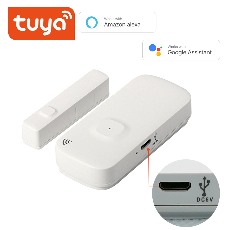 Tuya smart wireless door magnetic wifi anti-theft alarm smart door magnetic IoT home with USB charging