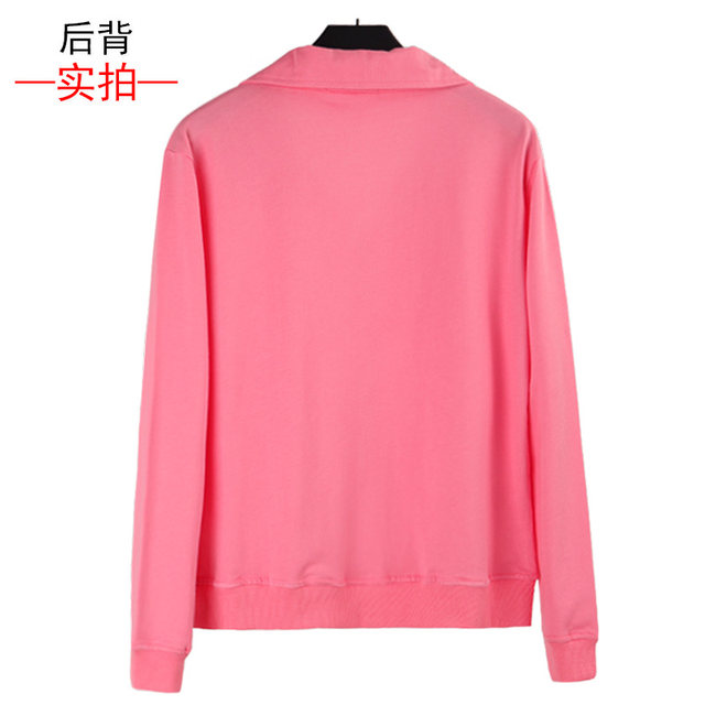 Pure cotton thin sweatshirt 2024 popular women's stand-up collar cardigan large size stand-up collar top jacket outer sportswear casual