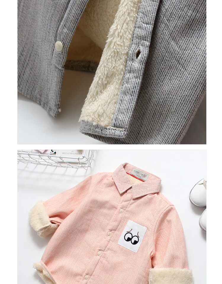 Trẻ em cộng với áo nhung dày mùa thu và mùa đông trẻ em áo dài tay cotton ấm áp trẻ em mặc áo trẻ em màu hồng kinh doanh quần áo trẻ em