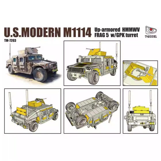 T-Model Tm7203 1/72 American Hummer Hmmwv M1114 Frag5 Heavy Armored Hummer