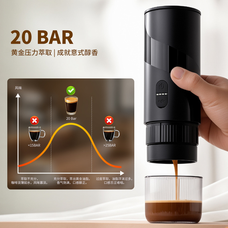 Portable Italian Two-In-One Coffee Machine Capsule Extraction Small Outdoor Office Electric Espresso Machine