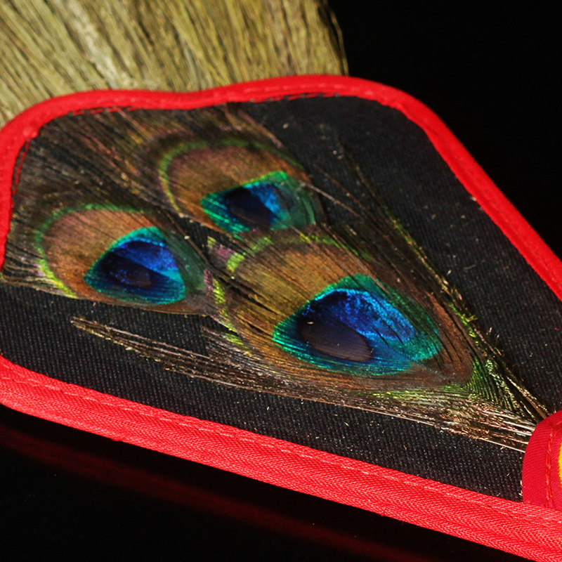 Tibetan Buddhist supplies Wenba fan auspicious grass peacock feather fan five-eyed peacock fan benba pot fan