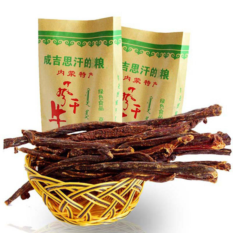 Authentic Inner Mongolia hand ripping air-dried beef jerky dried full dry bulk 500 gr bagged with fat and slim