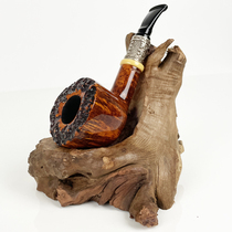 Marigold pipe rack pipe seat old tree nodule root nodule pipe display stand personalized creative ornaments handmade