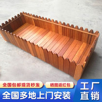 Imported hardwood outdoor courtyard anti-corrosion wood flower box Balcony vegetable box flower pot rectangular planting large wood flower tank