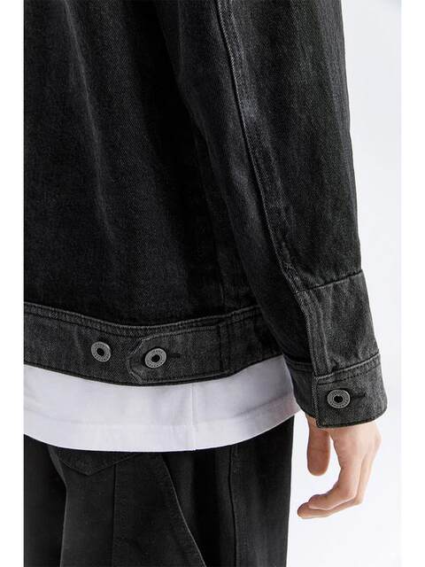 Bai Jingting's Same Style Peacebird Men's Color-Blocked Denim Jacket Men's Outerwear Spring and Autumn New Casual Trendy B1Bjc3214