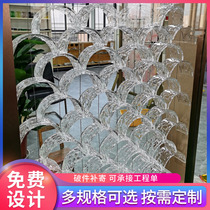 Perforated curved brick colored transparent crystal glass tiles partition background wall crystal wall background wall