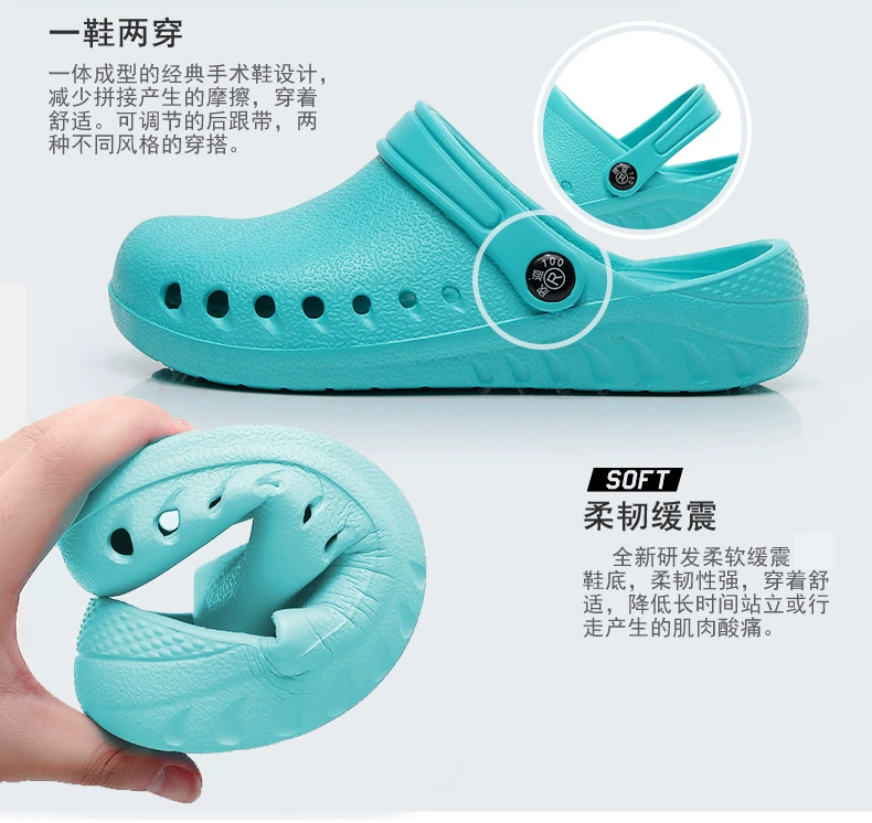 Dép đi trong nhà chống trượt - giày y khoa dành cho nam và nữ - Giày phẫu thuật chất lượng cao - Crocs- dép y tế có quai, có lỗ thoáng khí dùng trong y khoa