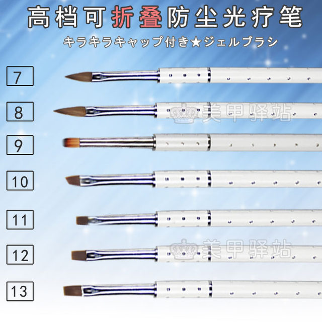 High-end foldable dust-proof painting flower string petal phototherapy nail art pen flat round oblique mouth French crystal painting pen