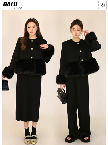 Демисезонная черная шерстяная куртка, юбка, комплект