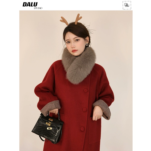 Рождественское качественное двусторонное бархатное шерстяное пальто, пуховик, коллекция 2022