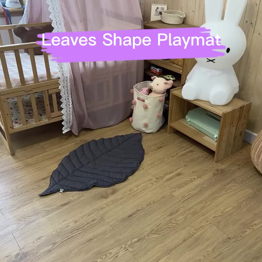 Nordic Cotton Soft Big Leaf Kids Leaf Shape Mats Rugs Crawling Blanket