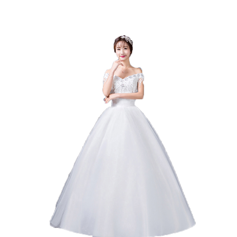 Kafwei's new bride's one -shoulder wedding dress Qi Di Korean Elegant White Film Studio Large size thin custom 0571 Kafwei's new bride's one -shoulder wedding dress Qi Di Korean Elegant White Film Studio Large size thin custom 0571