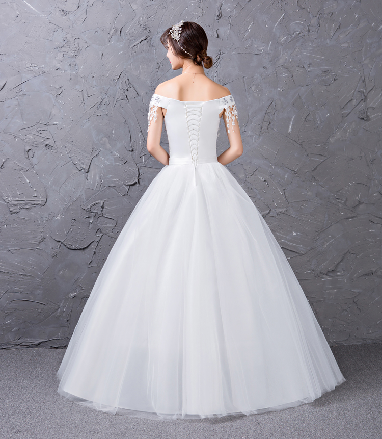 Kafwei's new bride's one -shoulder wedding dress Qi Di Korean Elegant White Film Studio Large size thin custom 0571 Kafwei's new bride's one -shoulder wedding dress Qi Di Korean Elegant White Film Studio Large size thin custom 0571