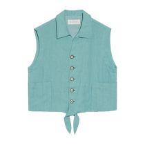 (Mint Mambo) EIN Yan Qingshu linen style knotted hem lapel vest 24 spring and summer new style