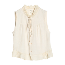 EIN Yan linen embossed jacquard sleeveless top vest vest literary retro 2023 summer new product