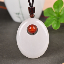 Natural Gold Silk Jade Pendant Sweater Chain Safe Button Necklace Shea Butter White Jade No Sign Pendant Princess Buckle Ornament