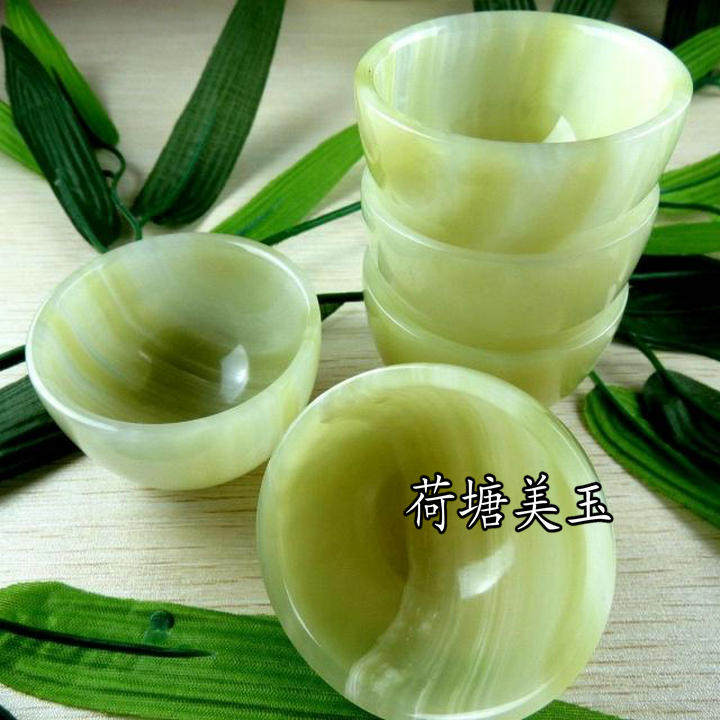 Natural Afghan jade small tea bowl kung fu tea cup jade carving tea set high-grade jade wine glass wine glasses jade ornaments