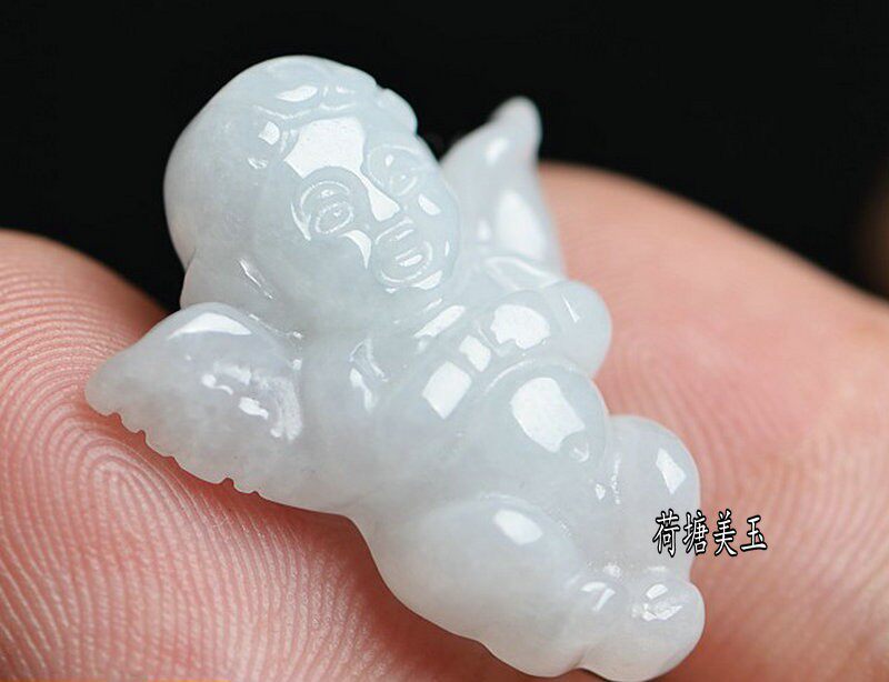 Natural A Goods Emerald Small Angel Pendant Myanmar Jade Ware Love God Cubitt Jade Pendant Children Necklace Pendant-Taobao