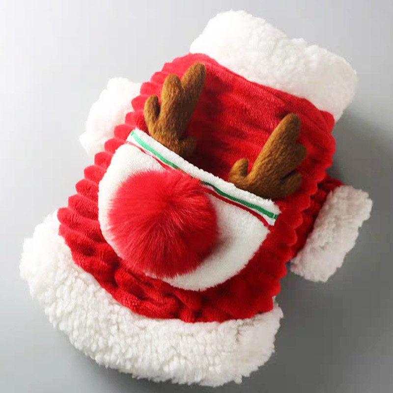 Dog New Year's festive Teddy clothes small and medium-sized dog winter clothes thickened Bichon Pomeranian pet cat New Year's clothes