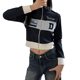 INS Sweet Cool Girl Hot Girl Personalized Double-headed Zipper Casual Jacket Women's Contrast Color Small Loose Letter Print Short Jacket