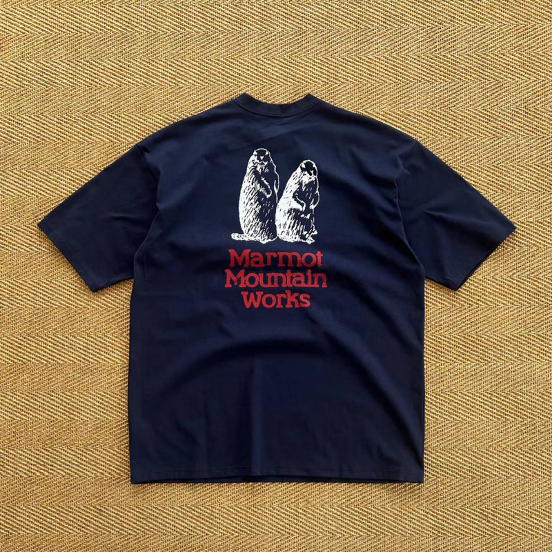 【Official Website 30% off】Beams Japa Collaboration Groundhog Print Loose Casual Quick-Dry Short-Sleeve T-Shirt Trendy Blue
