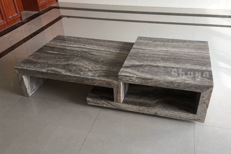 Travertine nhập khẩu mới tự nhiên, bàn cà phê có thể co giãn theo kiểu kính thiên văn phong cách châu Âu, đá thân thiện với môi trường, đồ nội thất bằng đá cẩm thạch đặt làm theo yêu cầu - Bàn trà