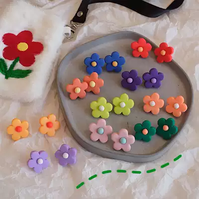 Flower earrings small flower flower earrings girl Net red ins cute versatile ear clip spiral candy earrings students