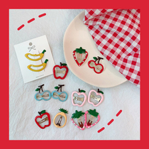 Summer new girl heart childrens paint fruit BBL clip hairclip bangbar clip Apple strawberry banana hairclip