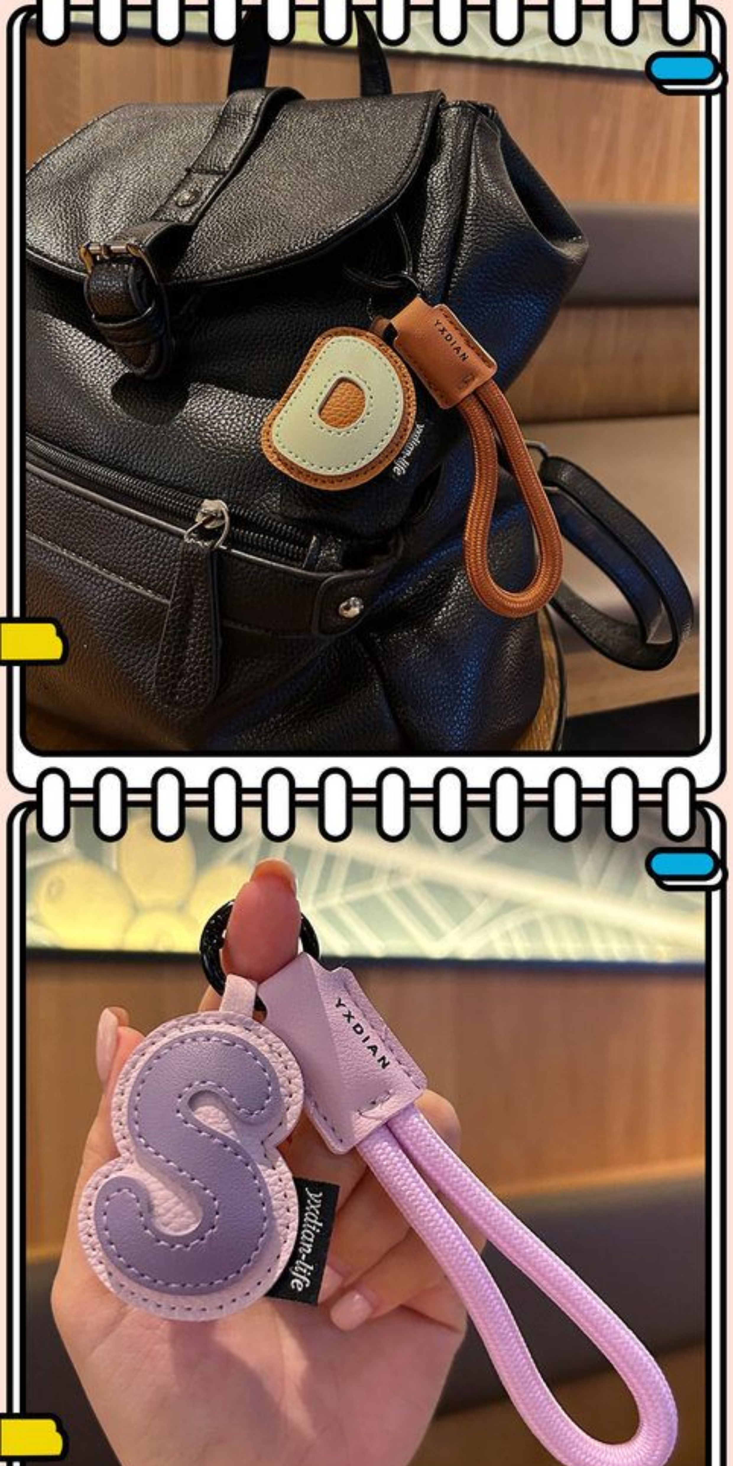 Letter Key Chain Cute Creative Bag Leather Pendant Couple Schoolbag Car Key Chain Lanyard Small Ornament_voghion.com