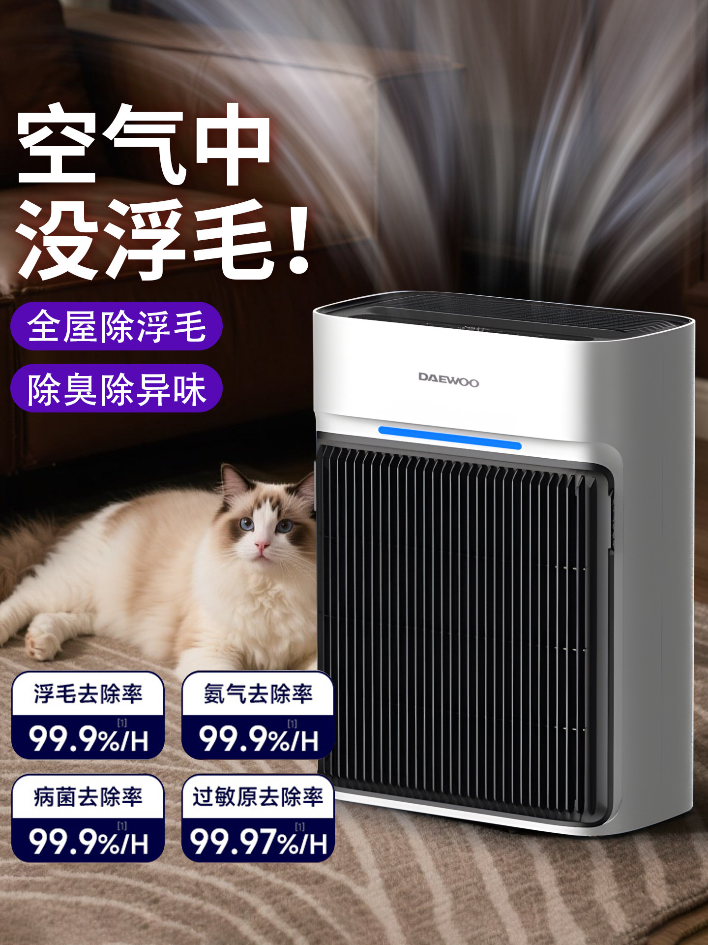 Fully Automatic Cat Hair Suction Device, Special Hair Suction Device for Cat Owners, Air Purifier, Pet Hair Removal Machine for Removing Floating Dog Hair