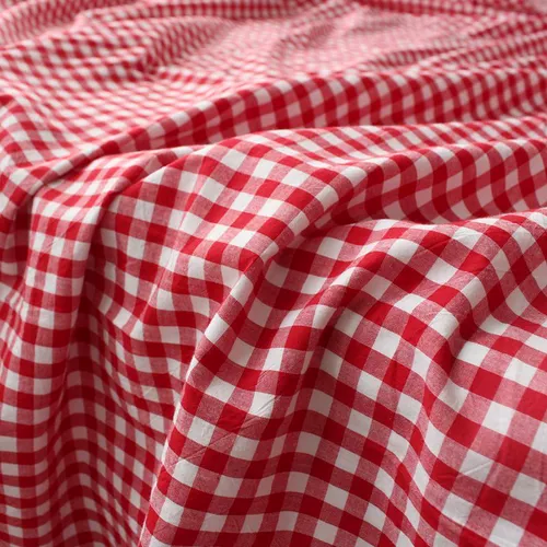 Ткань из чистой хлопчатобумажной ткани ткань черная, белая красная и белая маленькая квадратная рубашка столовая ткань ткань ручной работы ручной работы