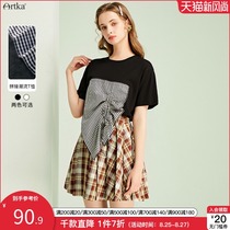  Akka black short loose round neck short-sleeved T-shirt womens 2021 new summer half-sleeved bottoming t-shirt top