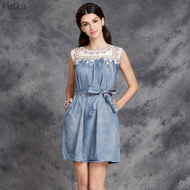 Artka Aka mùa hè mới của phụ nữ quần áo thêu rửa trắng retro hoang dã cao bồi váy L814053X