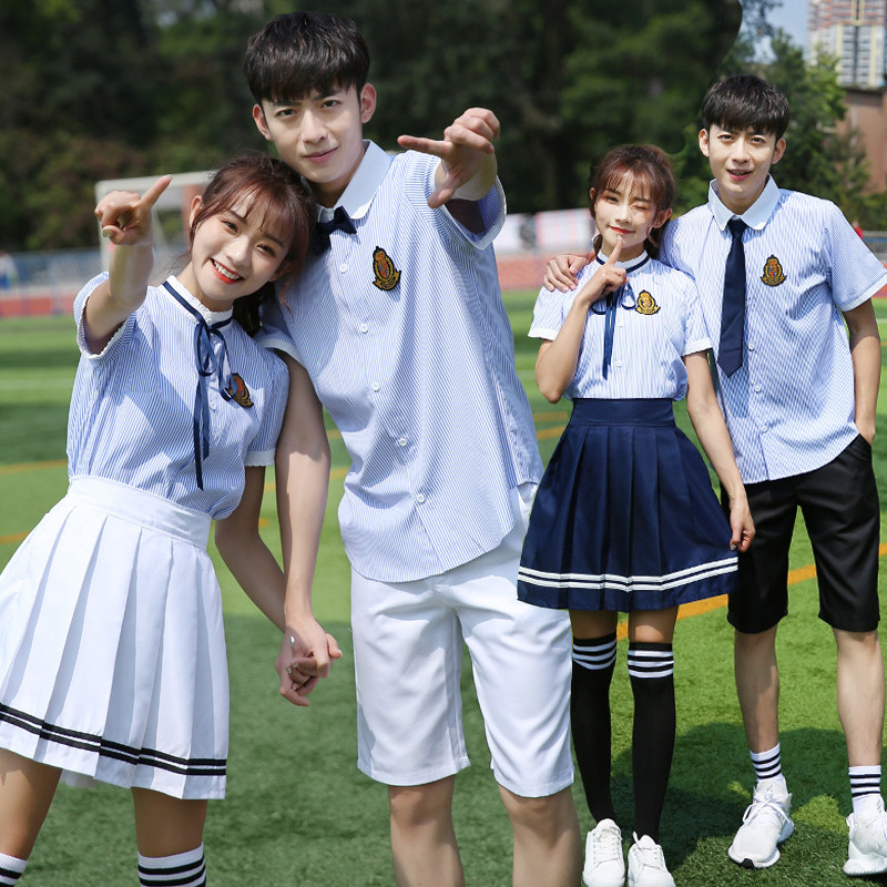 Graduation season class suit Summer school uniform suit Korean version College style Junior high school high school students British style graduation photo clothing