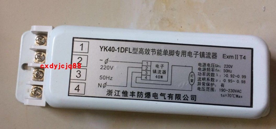YK40-1 DFL 1: 1 40W 220V explosion-proof single-foot fluorescent lamp High efficiency energy-saving electronic ballast