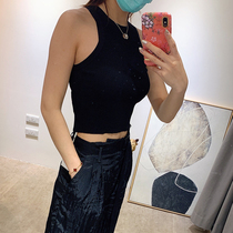 Sunny love boutique ice cool dare to hang neck slim knitted short vest high quality inner strap single wear