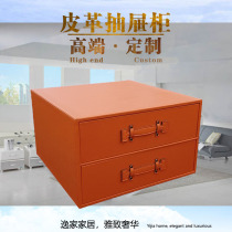 High-grade custom leather two-story drawer cabinet finishing storage box creative childrens wardrobe cloakroom storage bucket cabinet