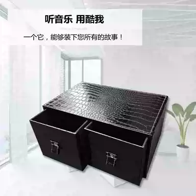 High-grade leather DVD desktop storage box home storage box small drawer two-draw CD box rack can be customized