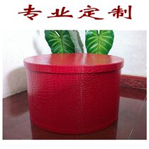 High grade PU leather round big hat storage box with lid fashion sun hat creative clothing wedding exquisite box