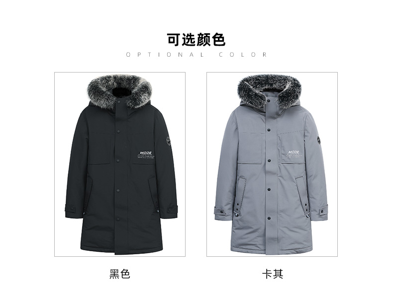 出口量国内第一 罗蒙 男士可拆卸真狐狸毛领 加厚中长款羽绒服 图4