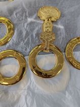 Kasaya Hook and Loop Copper Gold-plated Lion Play Ball Optional Plain Surface Aperture Bright Mantra Six-Word Daming Mantra