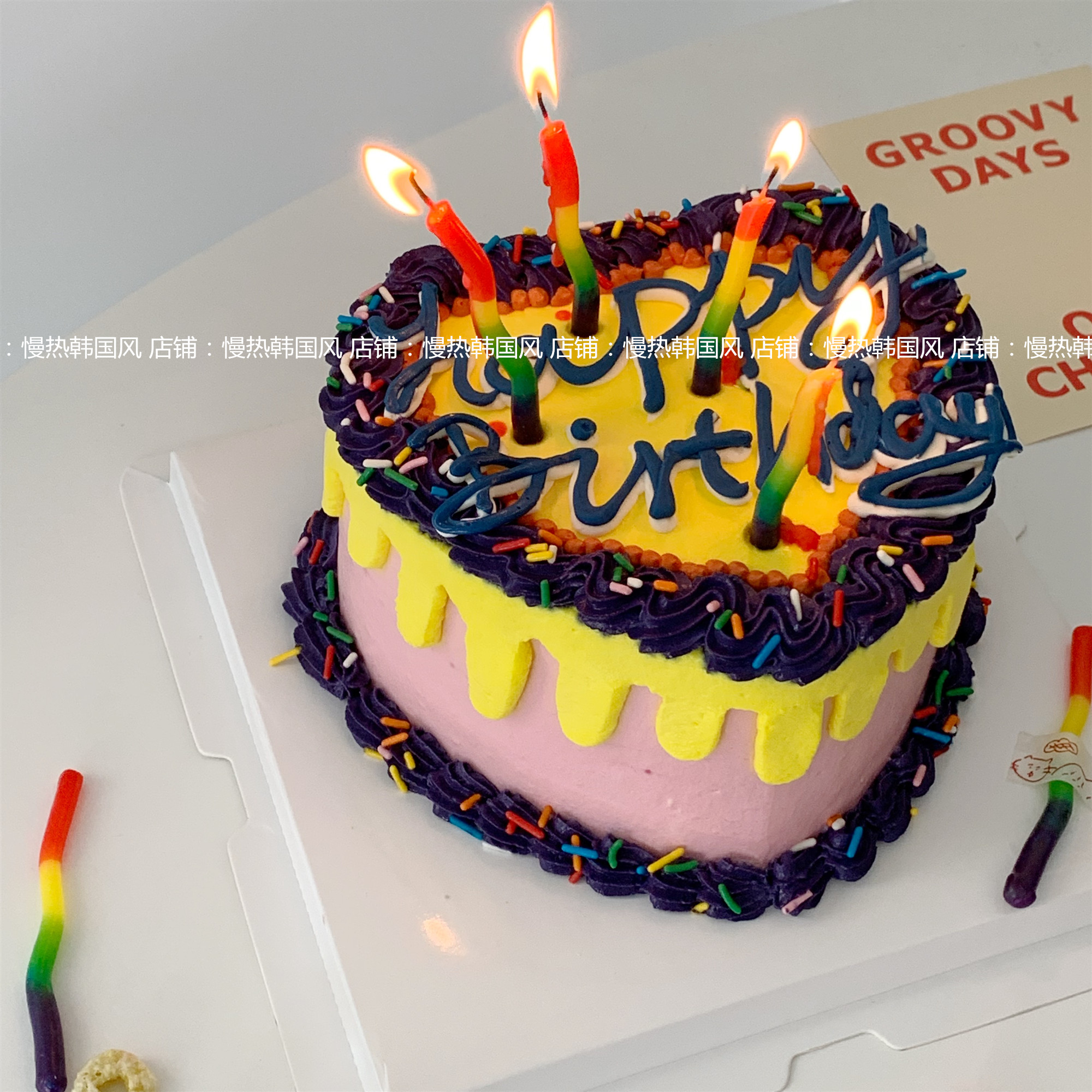 Korea ins Rainbow birthday Cake Candles Colored curved candles Party decoration decoration candles