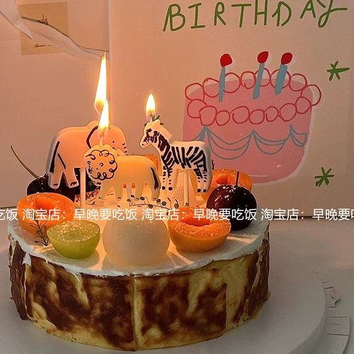 Мультяшная зебра для еды, детская свеча, Южная Корея, лев, слон