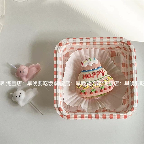 Брендовая милая мультяшная свеча для еды, декор, Южная Корея, с медвежатами