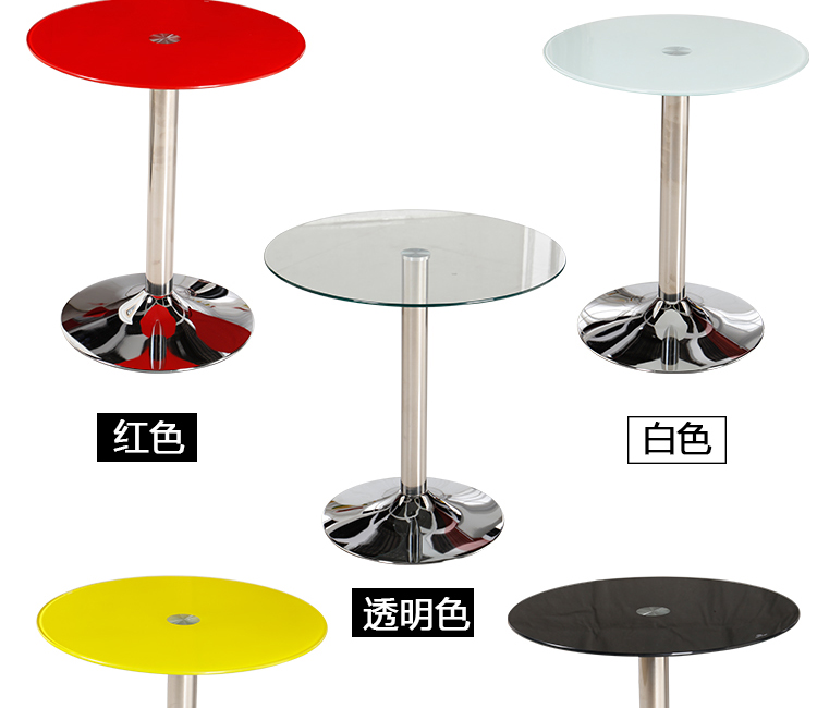 Bàn kính cường lực tròn đơn giản bàn cà phê ban công nghỉ ngơi 4S bàn đàm phán căn hộ nhỏ bàn cà phê bàn ​​đàm phán bàn ghế - Bàn bàn học liền giá sách
