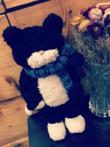 Scarf bow tie black cat Tiimo cat doll plush toy pillow cute puppet doll for girls