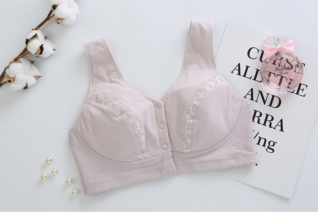 Áo ngực trung niên và cũ phần cotton mỏng không có vòng thép áo ngực mẹ cỡ lớn khóa trước áo vest kiểu cũ áo kiểu nữ đẹp 2021