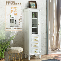 American solid wood bathroom high cabinet side cabinet oak side cabinet Storage bookcase cabinet toilet combination vertical cabinet